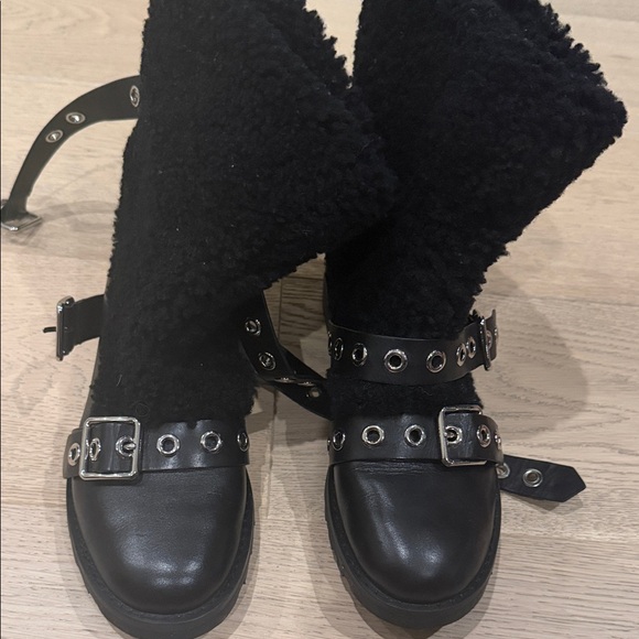 Marc By Marc Jacobs Shoes - Marc by Marc Jacobs Black Shearling Lace-Up Buckle Ankle Boots.. size 10